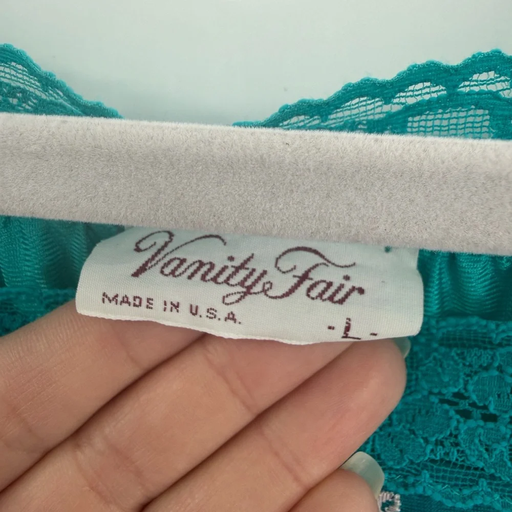 Vanity Fair‎ Vintage Nightgown Dress Turquoise Teal Size Large